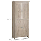 HOMCOM Grand garde-manger de cuisine autoportant de 183 cm, organisateur de rangement à 4 portes avec 4 niveaux et étagères réglables, blanc