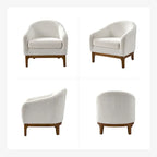 Fauteuil tonneau moderne Augus en bouclette avec pieds en bois massif par HULALA HOME
