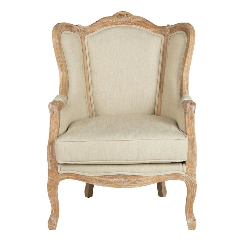 Fauteuil à oreilles Kali Oak en lin naturel - 34Lx34Px40H