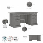 Bureau de direction Bush Furniture Saratoga avec tiroirs et rangements