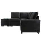 Canapé d'angle convertible 5 places en L 84,75 po avec pouf de rangement, rangement de bras dissimulé et chargement USB pour salon