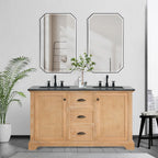 Meuble sous-vasque Hervas avec plateau en marbre naturel, sans miroir