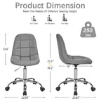 Chaise de bureau à domicile sans accoudoirs Javlergo, chaise de bureau d'ordinateur réglable en hauteur avec roulettes