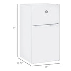 Mini-réfrigérateur HOMCOM à deux portes avec congélateur, réfrigérateur compact de 3,2 pi³ avec étagère réglable, thermostat réglable