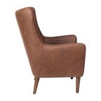 Fauteuil d'appoint capitonné à oreilles avec structure et pieds en bois