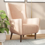 Fauteuil d'appoint capitonné à oreilles avec structure et pieds en bois
