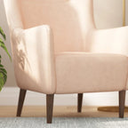 Fauteuil d'appoint capitonné à oreilles avec structure et pieds en bois
