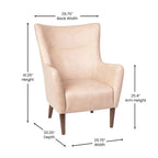 Fauteuil d'appoint capitonné à oreilles avec structure et pieds en bois