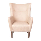 Fauteuil d'appoint capitonné à oreilles avec structure et pieds en bois