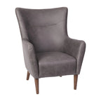 Fauteuil d'appoint capitonné à oreilles avec structure et pieds en bois