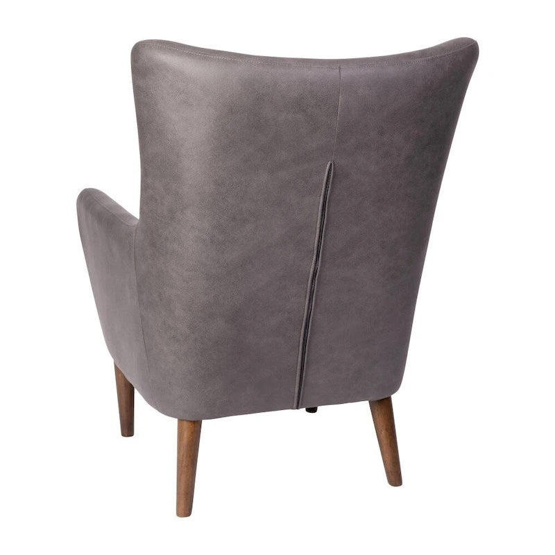 Fauteuil d'appoint capitonné à oreilles avec structure et pieds en bois