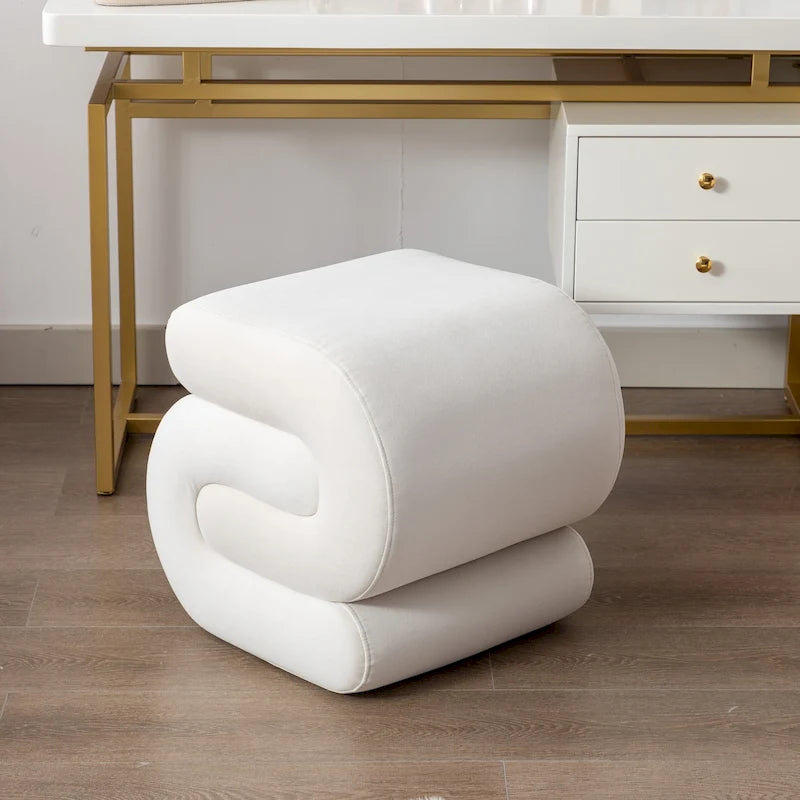Tabouret de maquillage/repose-pieds moderne en tissu courbé en S