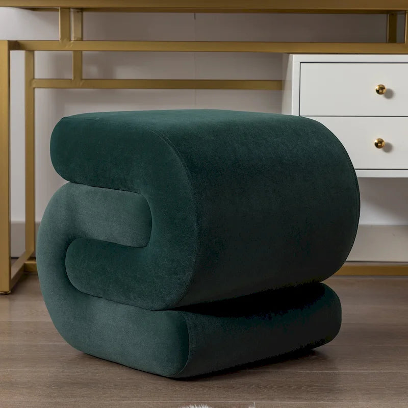 Tabouret de maquillage/repose-pieds moderne en tissu courbé en S