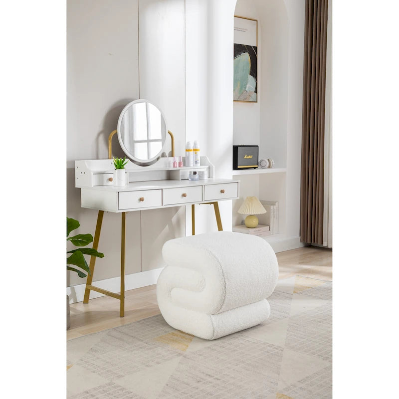 Tabouret de maquillage/repose-pieds moderne en tissu courbé en S