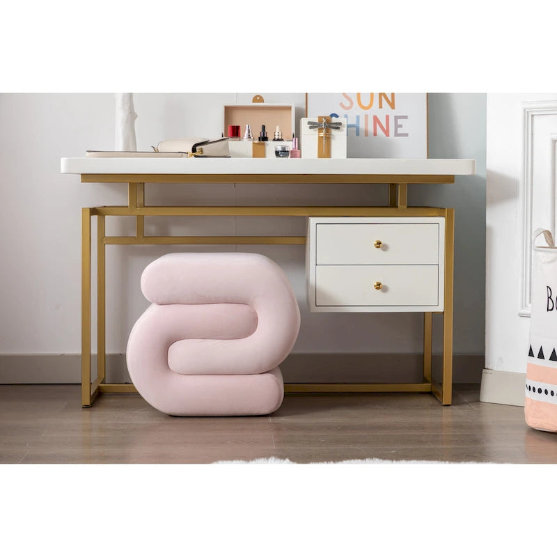 Tabouret de maquillage/repose-pieds moderne en tissu courbé en S