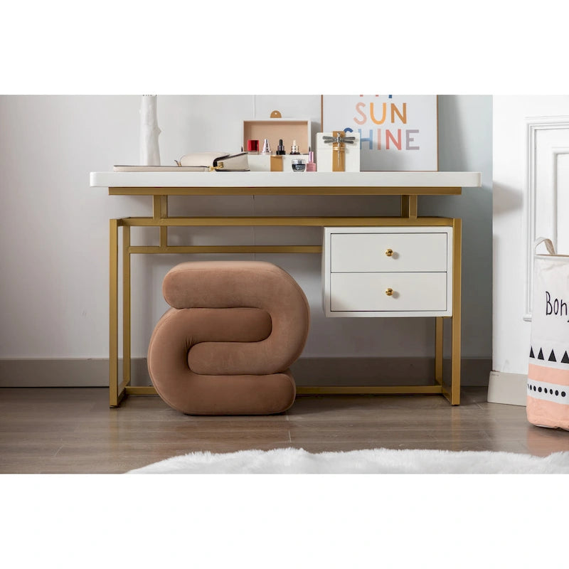 Tabouret de maquillage/repose-pieds moderne en tissu courbé en S