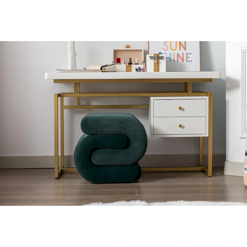 Tabouret de maquillage/repose-pieds moderne en tissu courbé en S