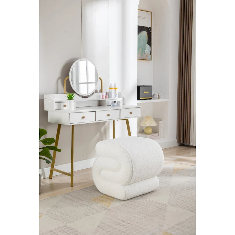 Tabouret de maquillage/repose-pieds moderne en tissu courbé en S