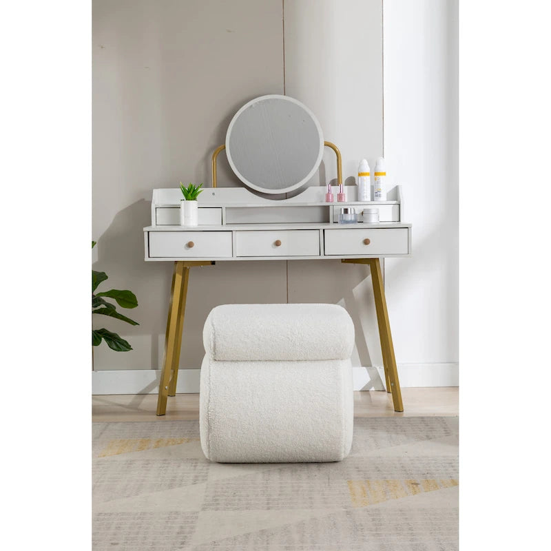 Tabouret de maquillage/repose-pieds moderne en tissu courbé en S