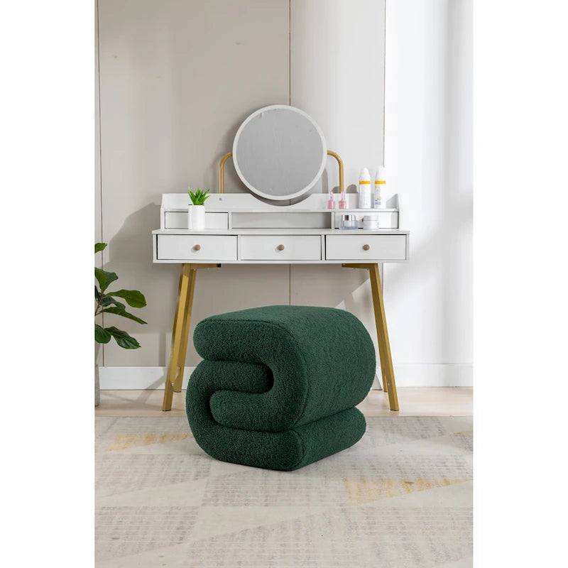 Tabouret de maquillage/repose-pieds moderne en tissu courbé en S