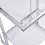 Table d'appoint à 2 niveaux avec étagères en verre trempé et cadre métallique géométrique