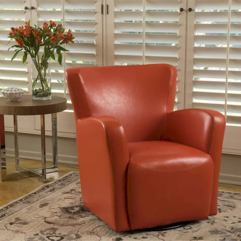 Fauteuil pivotant club à oreilles en cuir reconstitué Angelo par Christopher Knight Home
