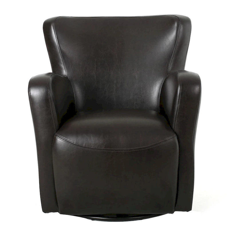Fauteuil pivotant club à oreilles en cuir reconstitué Angelo par Christopher Knight Home