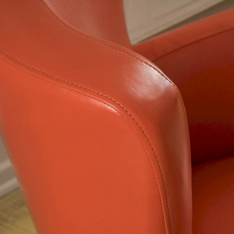 Fauteuil pivotant club à oreilles en cuir reconstitué Angelo par Christopher Knight Home