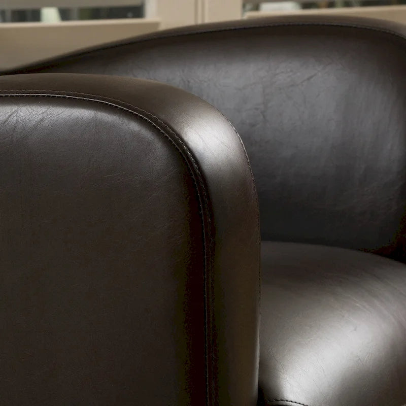 Fauteuil pivotant club à oreilles en cuir reconstitué Angelo par Christopher Knight Home