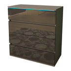 Commode moderne laquée 4 tiroirs avec éclairage LED 19 couleurs