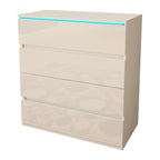 Commode moderne laquée 4 tiroirs avec éclairage LED 19 couleurs