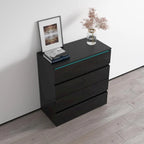 Commode moderne laquée 4 tiroirs avec éclairage LED 19 couleurs
