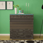 Commode moderne laquée 4 tiroirs avec éclairage LED 19 couleurs