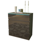 Commode moderne laquée 4 tiroirs avec éclairage LED 19 couleurs