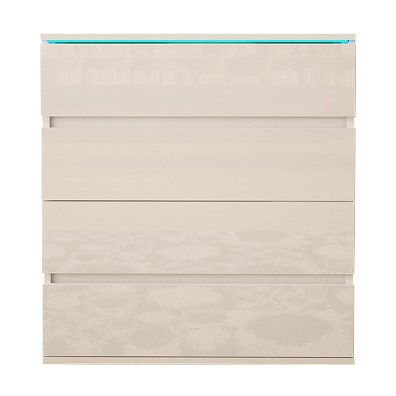 Commode moderne laquée 4 tiroirs avec éclairage LED 19 couleurs