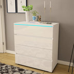 Commode moderne laquée 4 tiroirs avec éclairage LED 19 couleurs