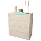 Commode moderne laquée 4 tiroirs avec éclairage LED 19 couleurs
