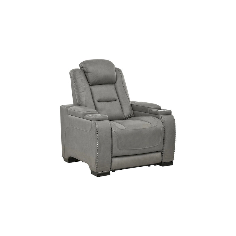 Fauteuil inclinable contemporain avec appui-tête réglable, gris tourterelle