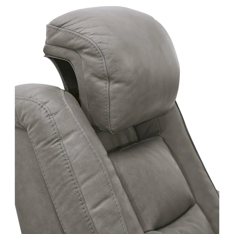 Fauteuil inclinable contemporain avec appui-tête réglable, gris tourterelle