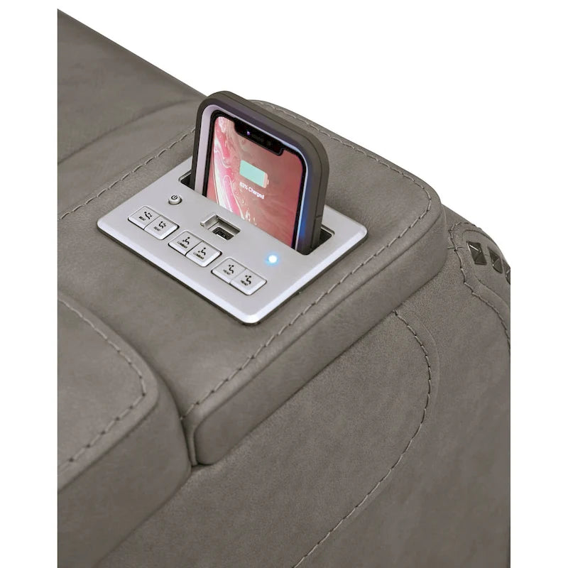 Fauteuil inclinable contemporain avec appui-tête réglable, gris tourterelle