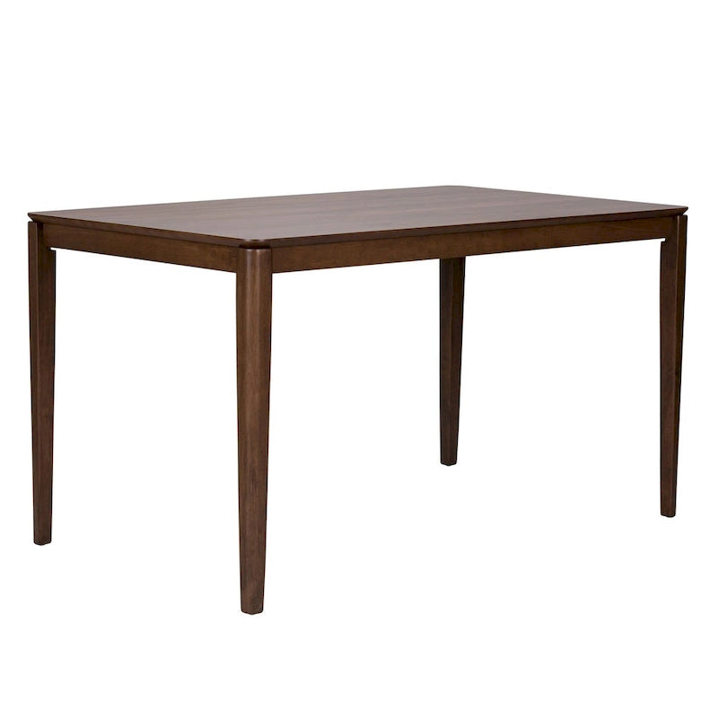Table à pieds rectangulaires en noyer satiné