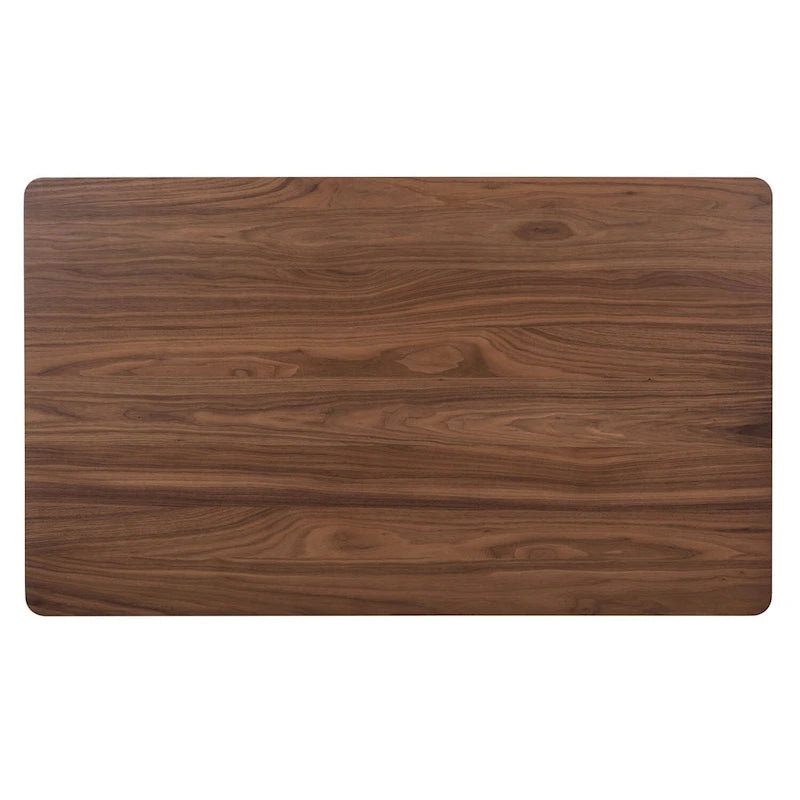 Table à pieds rectangulaires en noyer satiné
