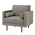 Fauteuil de style Mid-Century avec pieds fuselés et traversins
