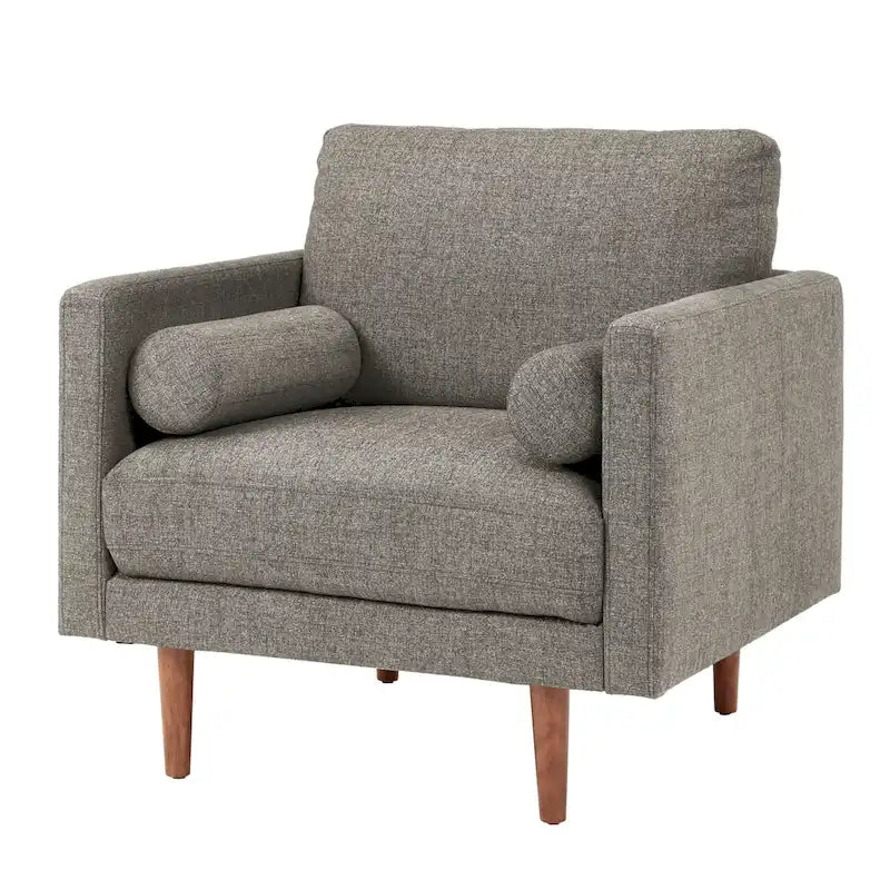 Fauteuil de style Mid-Century avec pieds fuselés et traversins