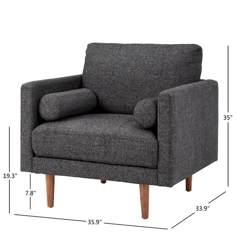Fauteuil de style Mid-Century avec pieds fuselés et traversins