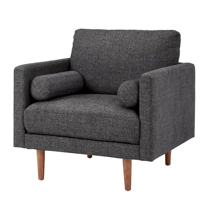 Fauteuil de style Mid-Century avec pieds fuselés et traversins