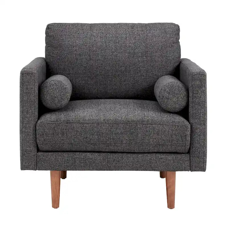 Fauteuil de style Mid-Century avec pieds fuselés et traversins