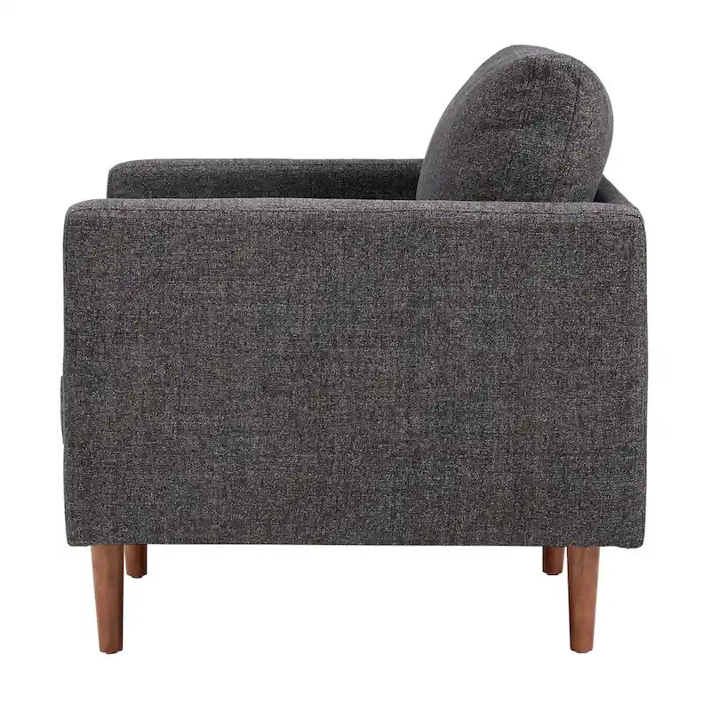 Fauteuil de style Mid-Century avec pieds fuselés et traversins