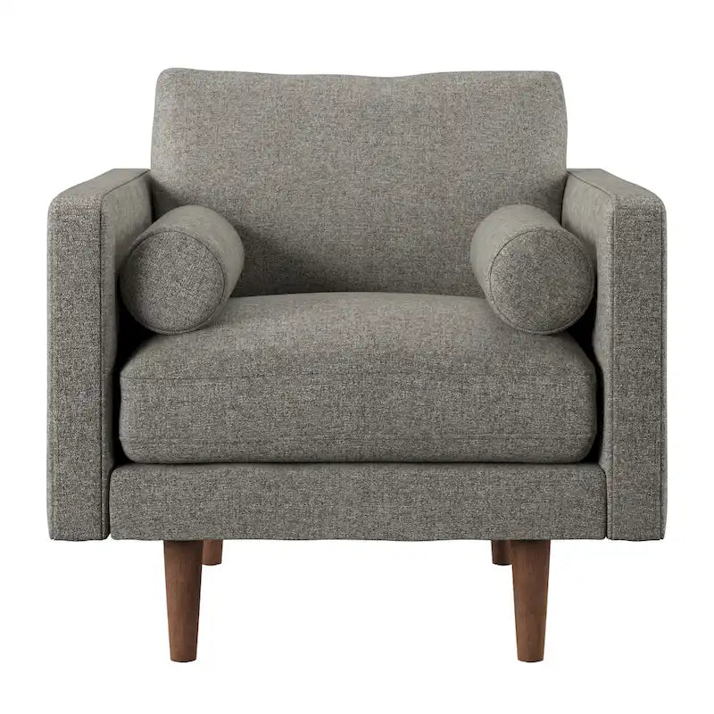 Fauteuil de style Mid-Century avec pieds fuselés et traversins
