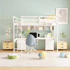 Lit mezzanine avec bureau, armoires
